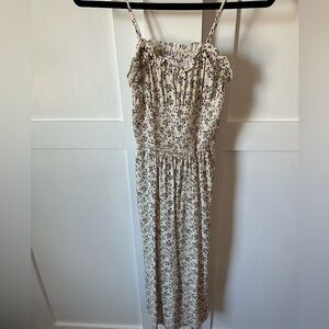 Womens Cream Floral Dress - XS (hits at calf)